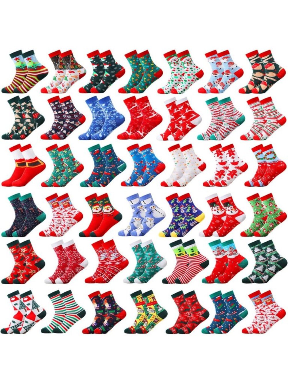 42 Pairs Funny Christmas Holiday Crew Socks Set - Perfect Stocking Stuffers for